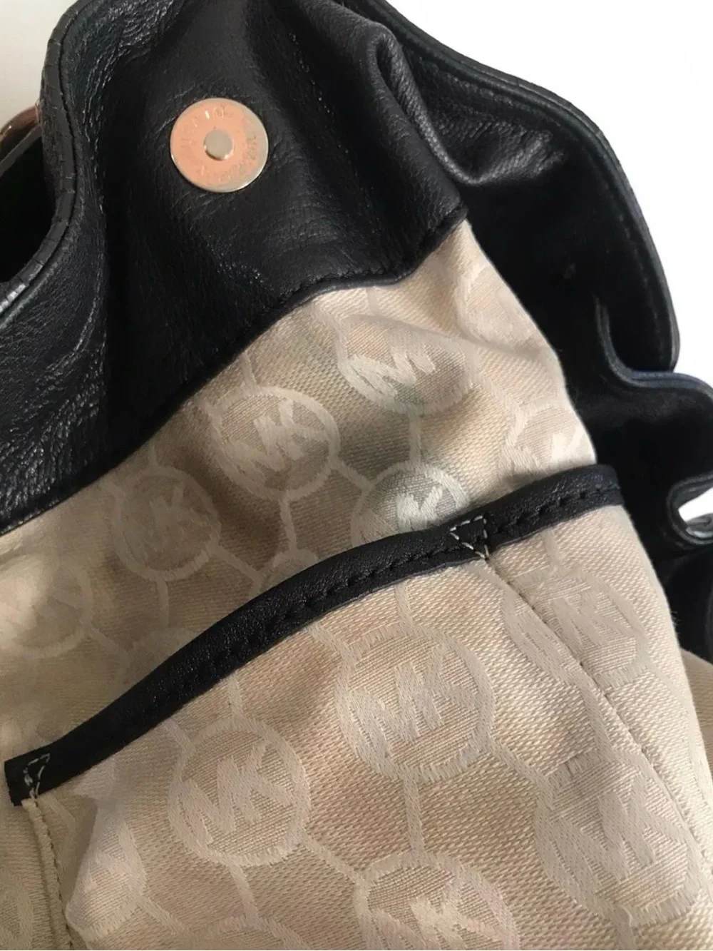 Michael Kors Black Hamilton Leather medium Satchal Tote with Rose Gold hardware